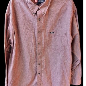 XXL Chaps Ralph Lauren Burgundy Plaid Button Front Business Casual